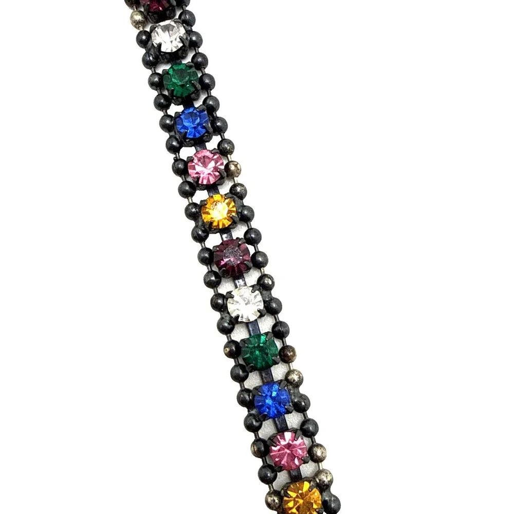 New LOREN HOPE Multicolor Crystal Rhinestone Y-Drop Necklace 18-20